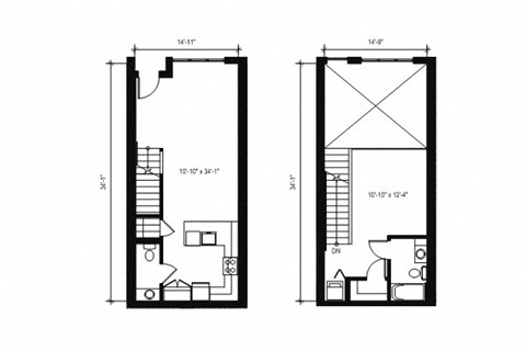 Stack House Apartments in Seattle, Washington 1x1.5 Loft Floor Plan